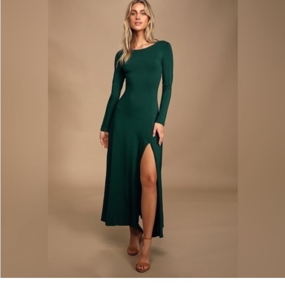 Forest Green Lulu’s Long Sleeve Maxi Dress